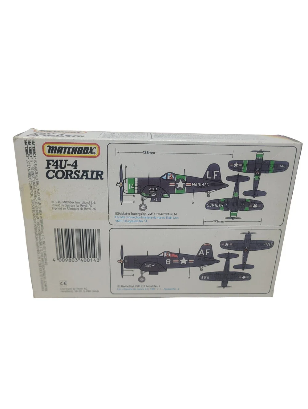 Vintage Matchbox 40014 F4U 4 Corsair WW2 USMC 1:72 model kit aircraft 1989 open